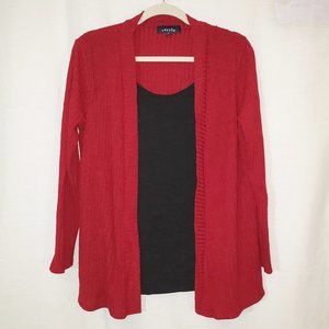 Corvia XL Cardigan-Top Open Front Sweater 1pc Long Sleeve Burgundy/Black #23-I
